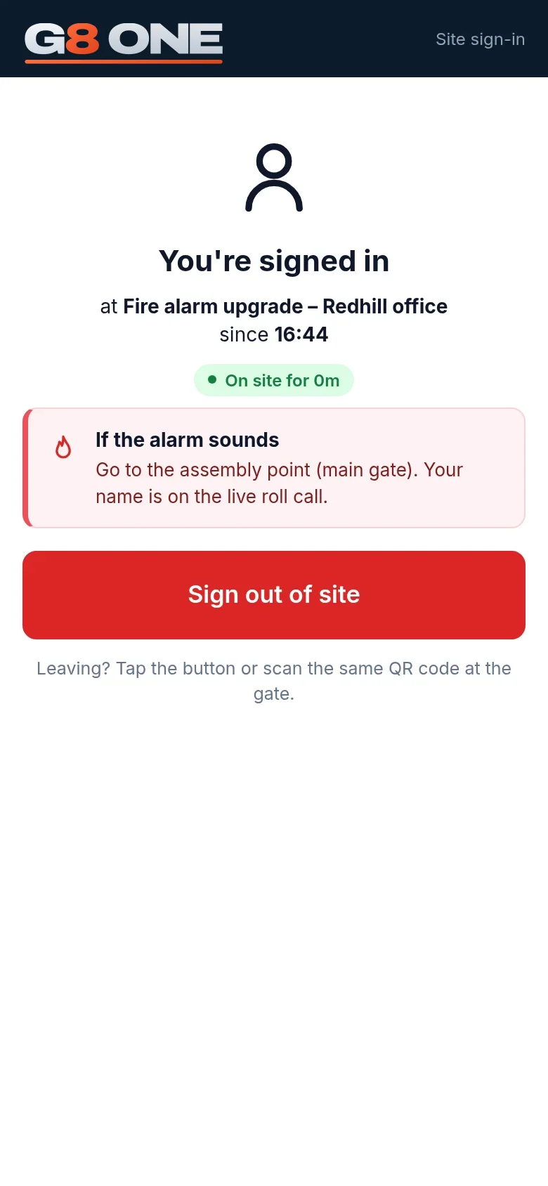 Phone screen: you're signed in, with a big sign out button